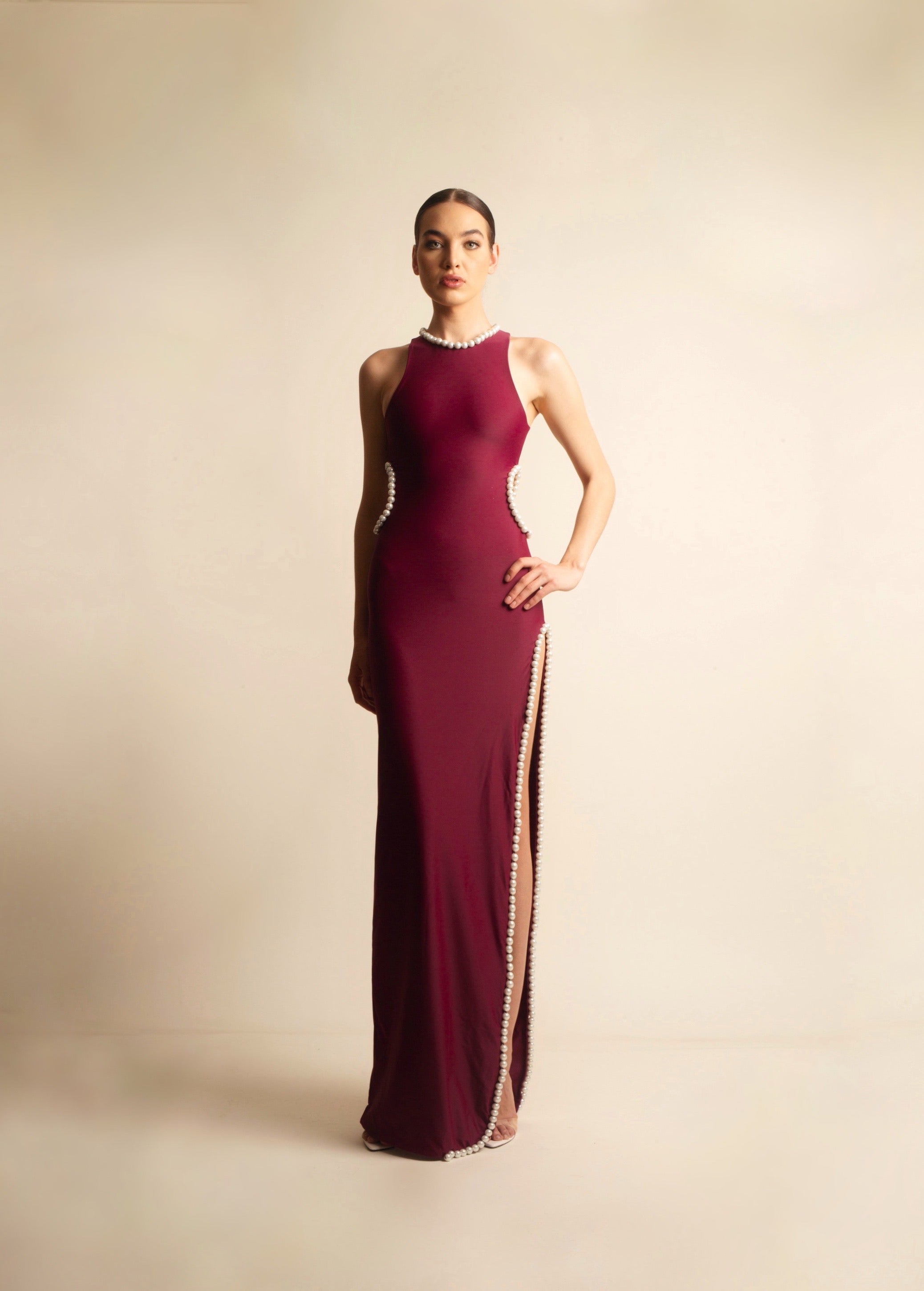 Kelly Dress - Burgundy MARIANDREE GAITAN Kelly Dress - Burgundy MARIANDREE GAITAN