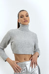 Georgina Cropped Sweater - Silver