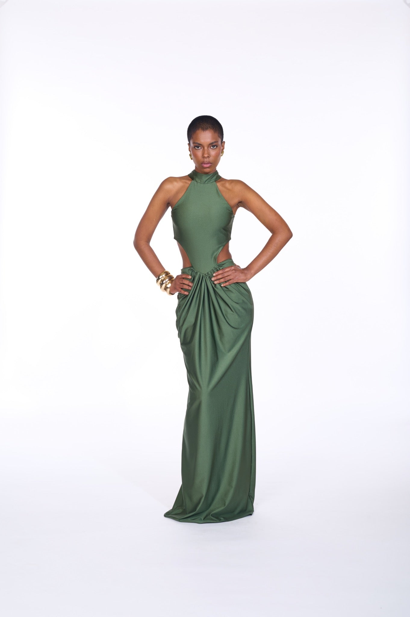 the are green dress Petal and Pup Women's Adair Off Shoulder Maxi Dress
