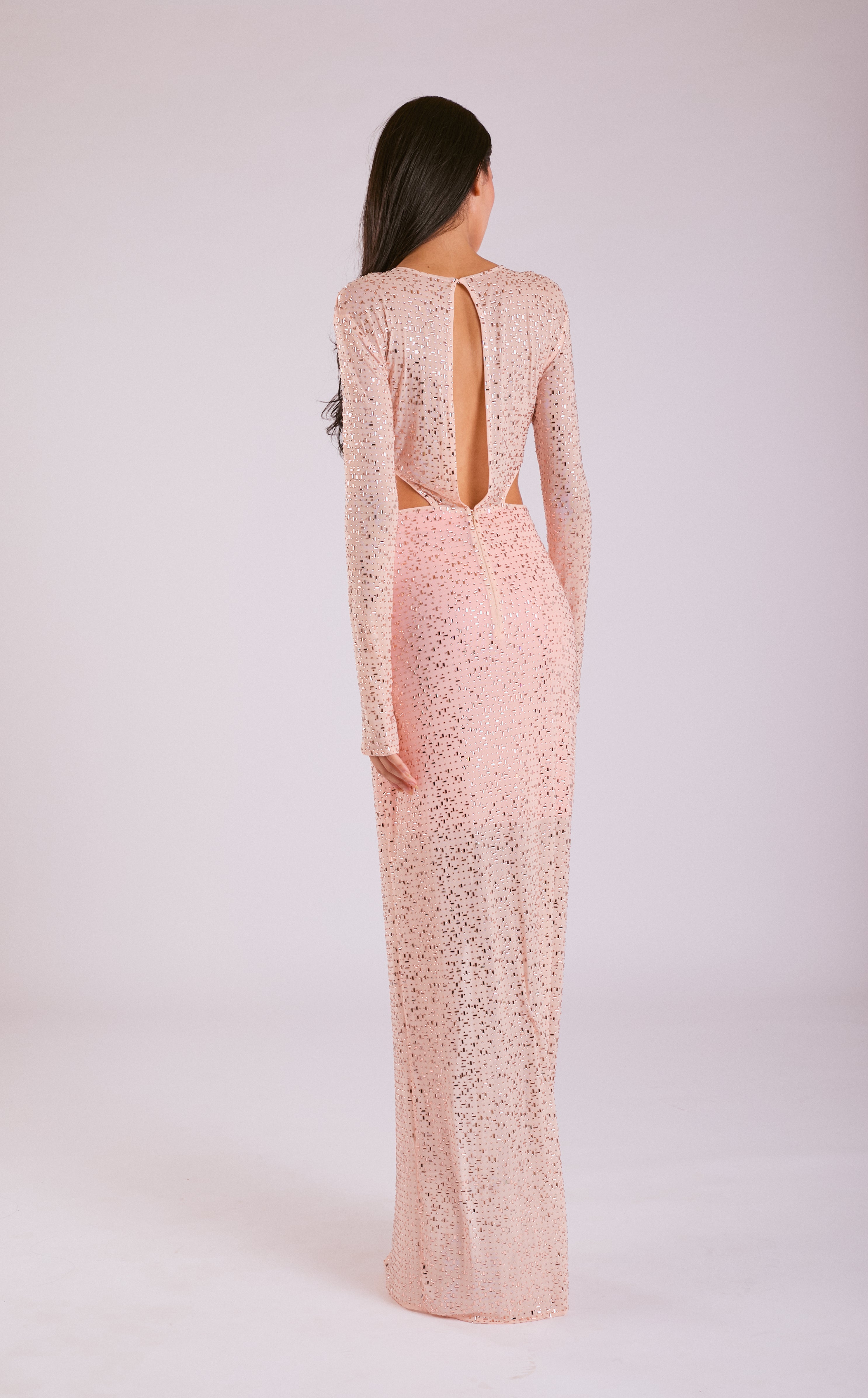 valentina long sleeve maxi dress VALENTINA SILK SATIN FEATHER DRESS | CULT MIA