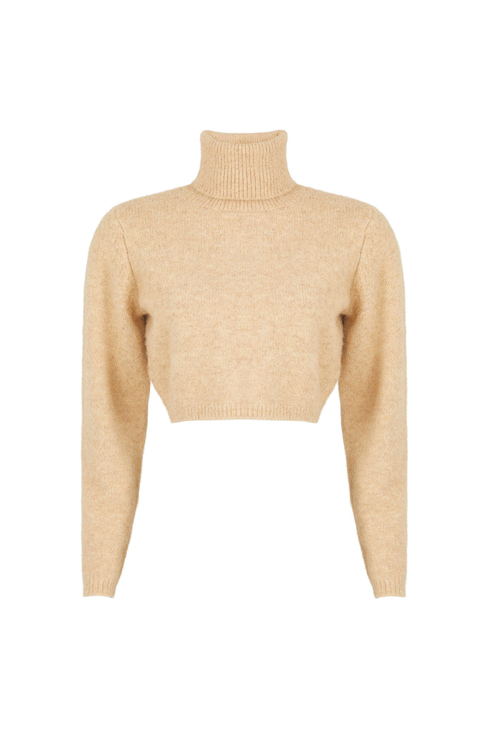 Georgina Cropped Sweater - Nude