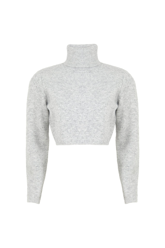 Georgina Cropped Sweater - Silver