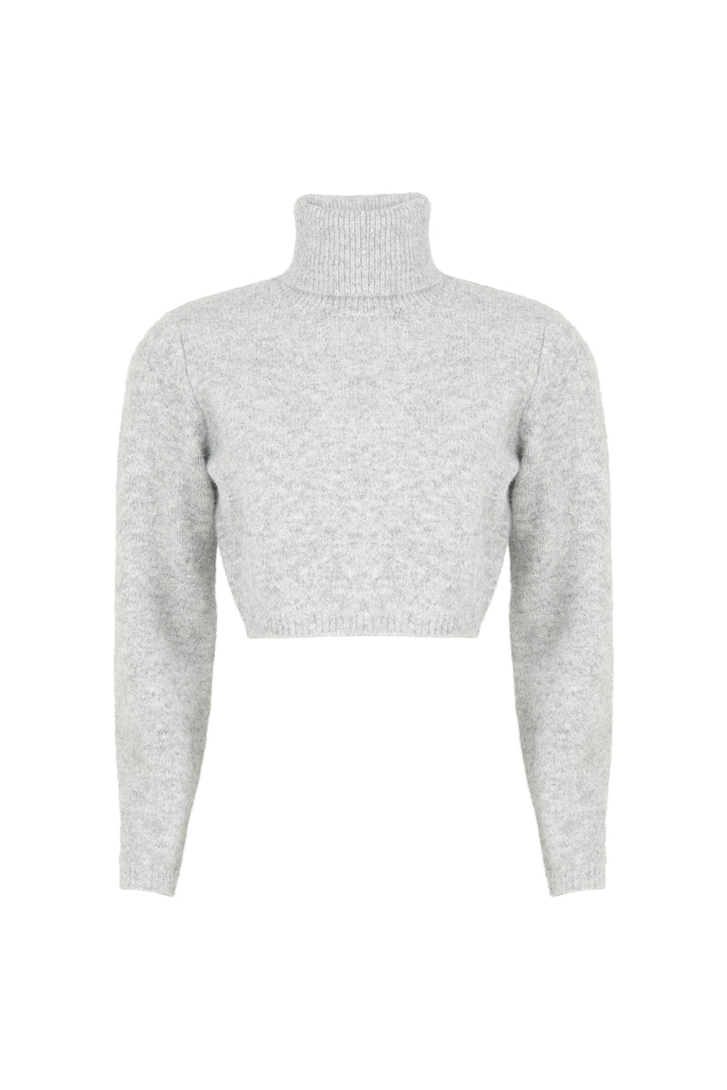 Georgina Cropped Sweater - Silver