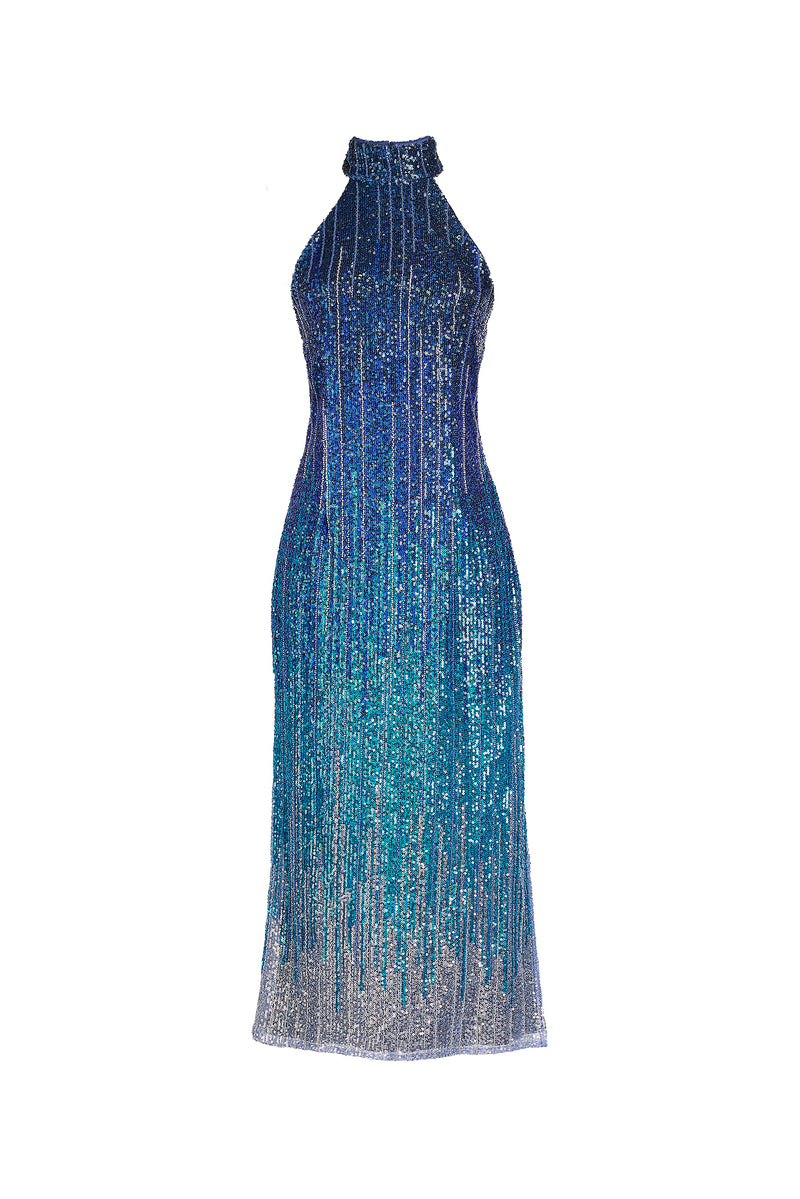 Mercedes Midi Dress - Blue Gradient MARIANDREE GAITAN Mercedes Midi Dress - Blue Gradient MARIANDREE GAITAN